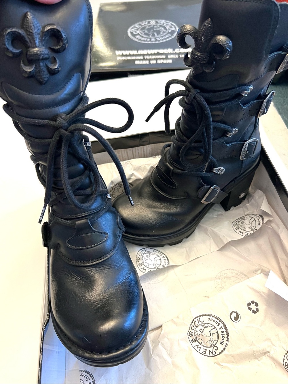 NEW ROCK Platform Buckle Combat Boots - Picture 3 of 5
